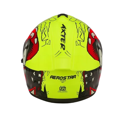 Aerostar Axter D4 Flu Yellow Red Full Face Helmet