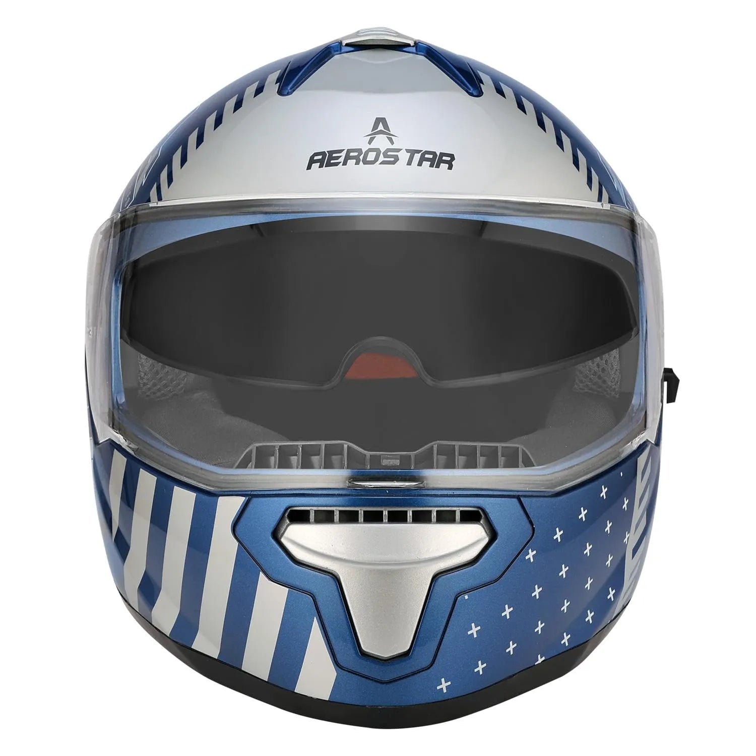 Aerostar Axter D7 White Blue Full Face Helmet