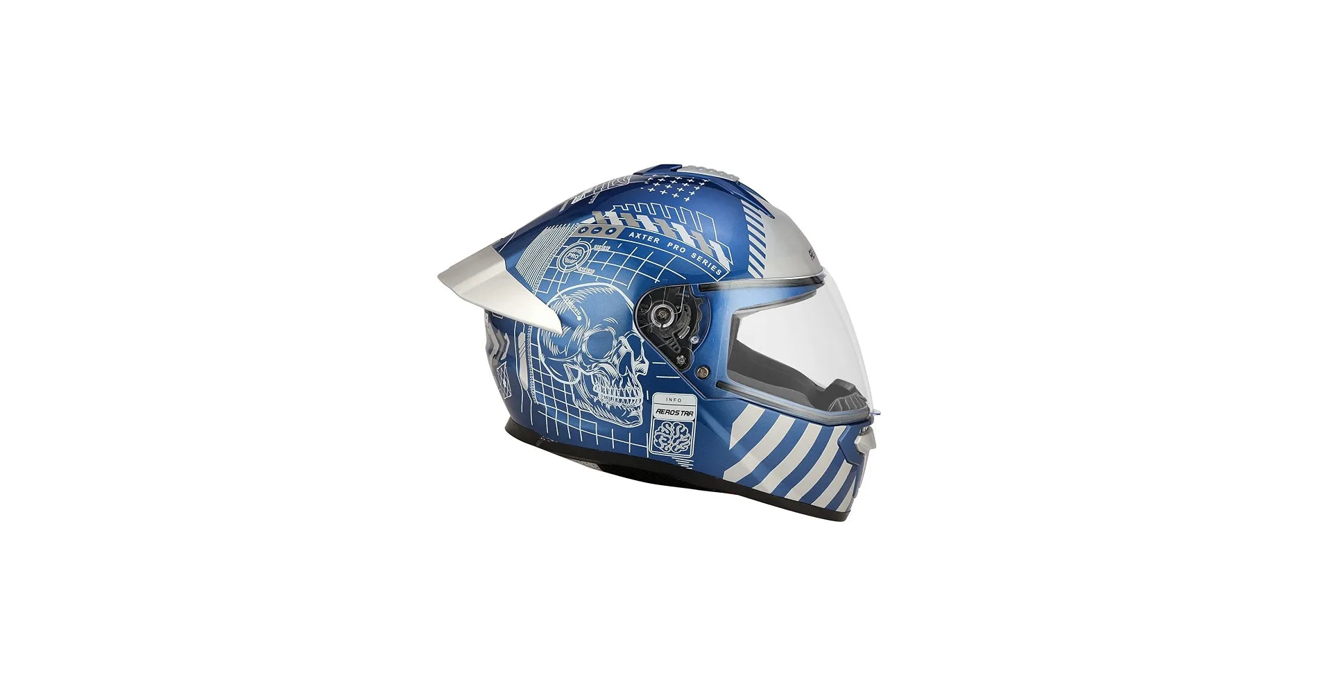 Aerostar Axter D7 White Blue Full Face Helmet