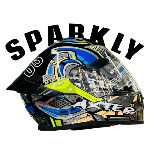 Aerostar Axter D9 Black Flu Yellow Full Face Helmet