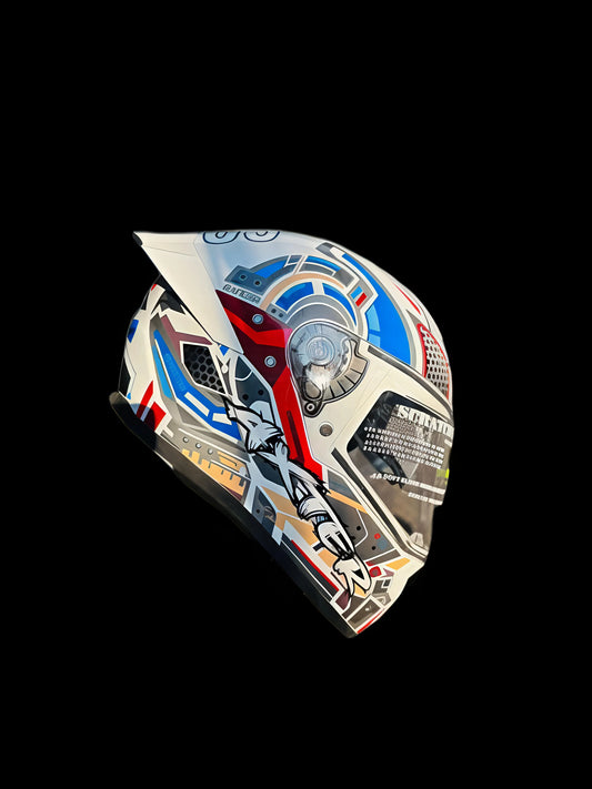 Aerostar Axter D9 White Red Full Face Helmet