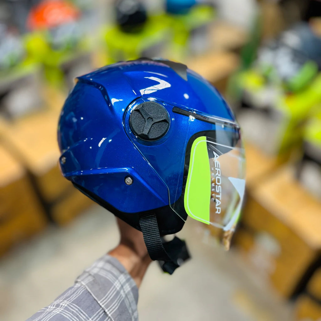 Aerostar Beat Techno Blue Half Face Helmet