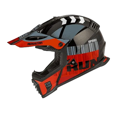 Aerostar Dazzle D1 Black Red Off Road Helmet