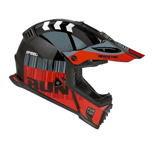 Aerostar Dazzle D1 Black Red Off Road Helmet