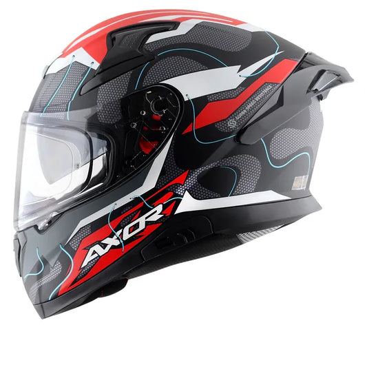 AXOR Apex Dyanamo Dull Black Red Full Face Helmet