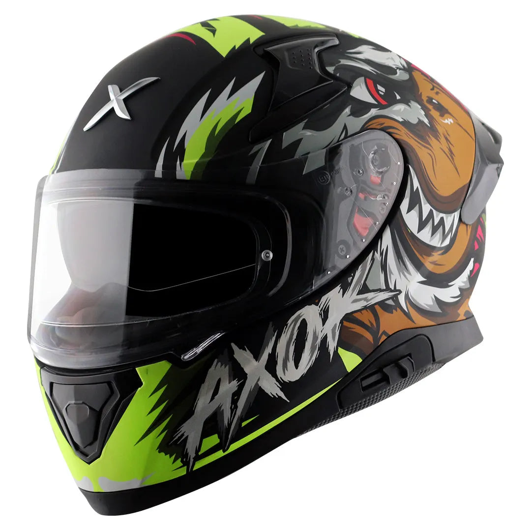 AXOR Apex Falcon Dull Black Neon Yellow Full Face Helmet