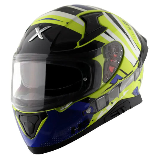 AXOR Apex Hex 2 Neon Yellow Blue Full Face Helmet