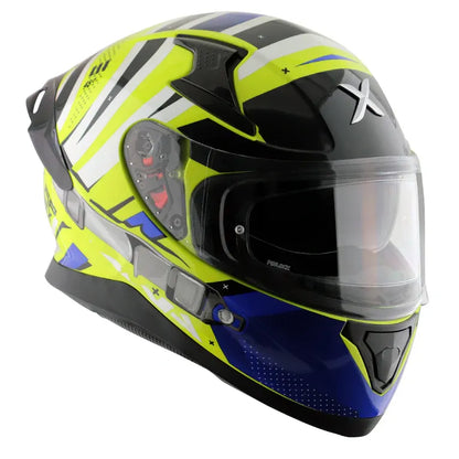 AXOR Apex Hex 2 Neon Yellow Blue Full Face Helmet