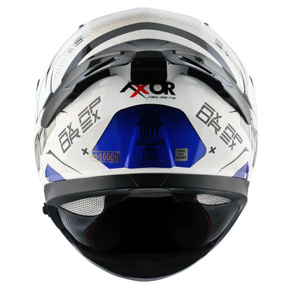 AXOR Apex Hex 2 White Blue Full Face Helmet