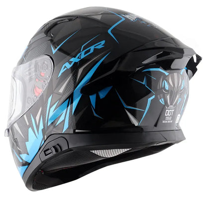 AXOR Apex Hunter Black Neon Blue Full Face Helmet