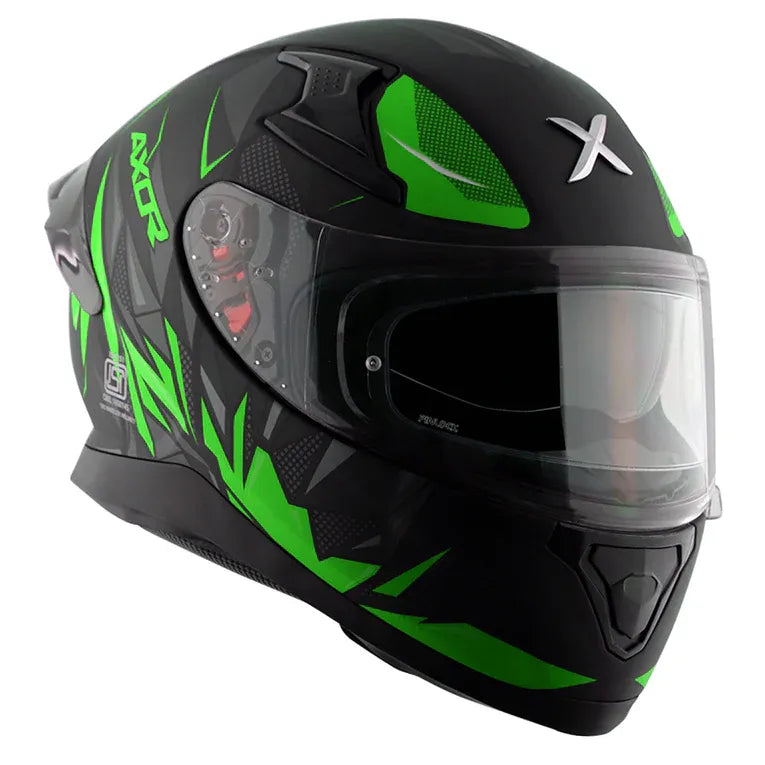 AXOR Apex Hunter Black Neon Green Full Face Helmet
