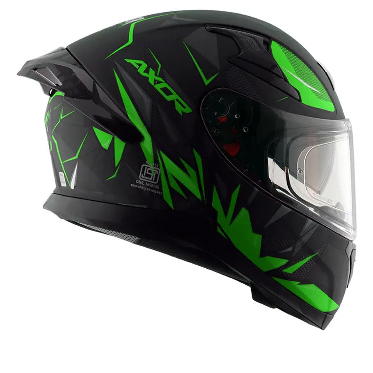 AXOR Apex Hunter Black Neon Green Full Face Helmet