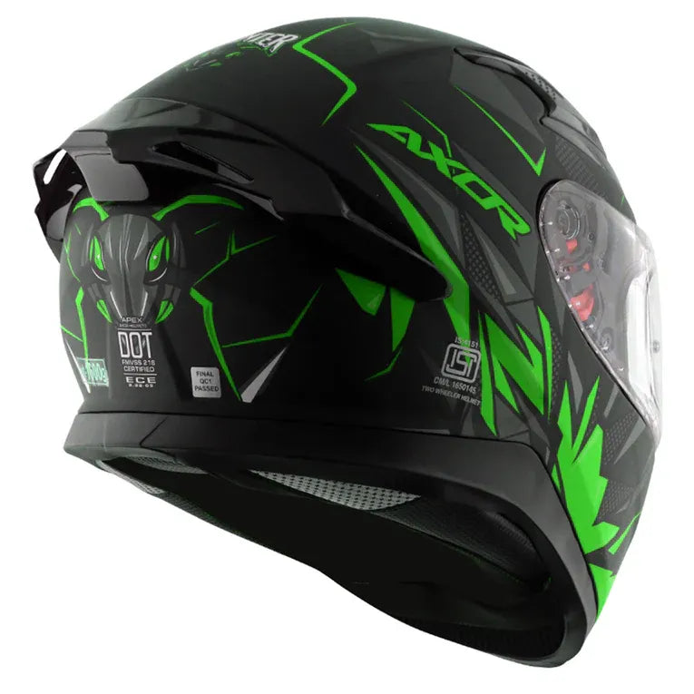AXOR Apex Hunter Black Neon Green Full Face Helmet