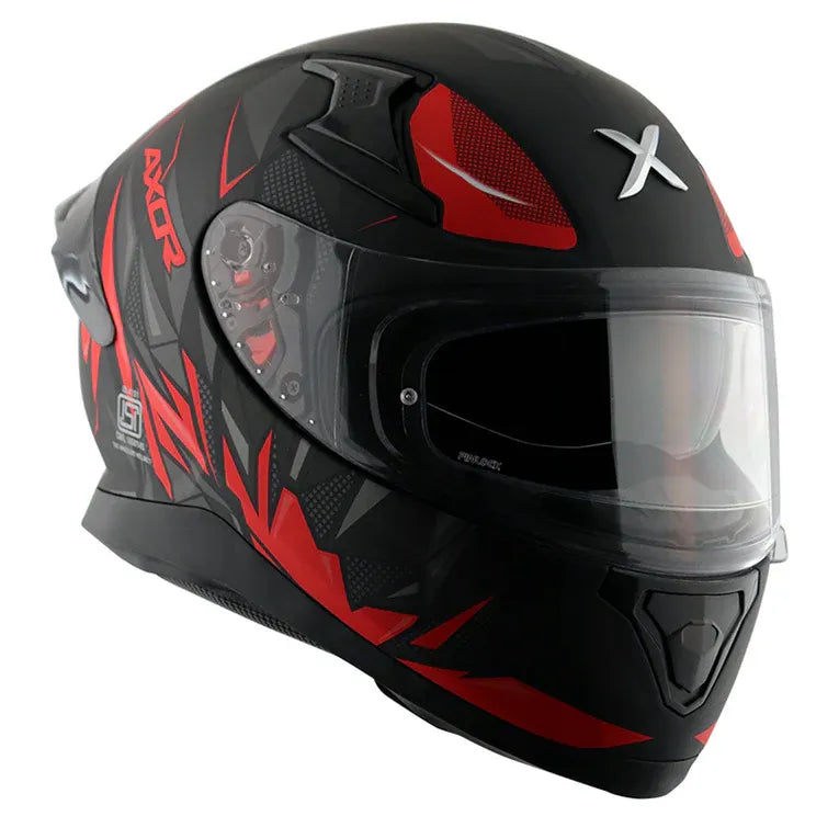 AXOR Apex Hunter Dull Black Red Full Face Helmet