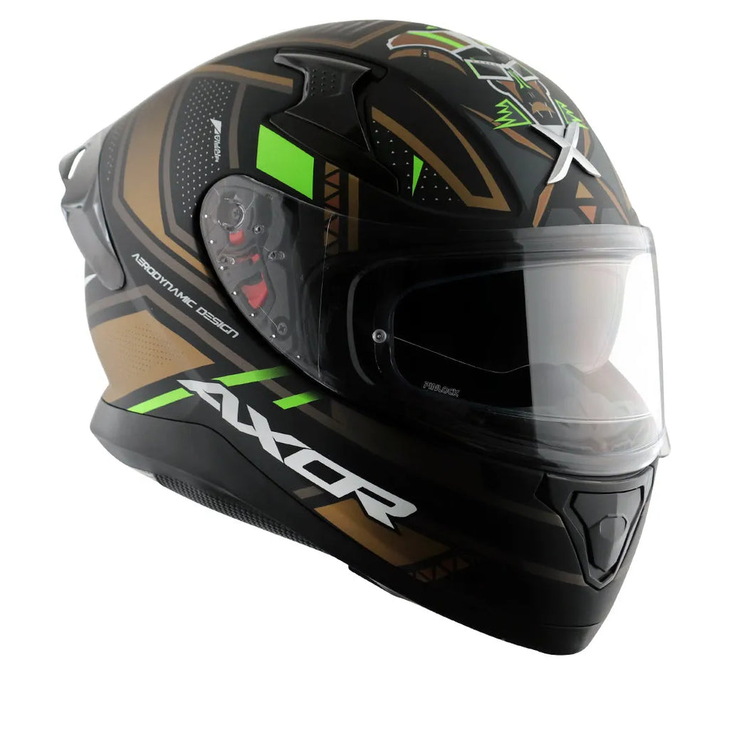 AXOR Apex Tiki Dull Black Gold Full Face Helmet