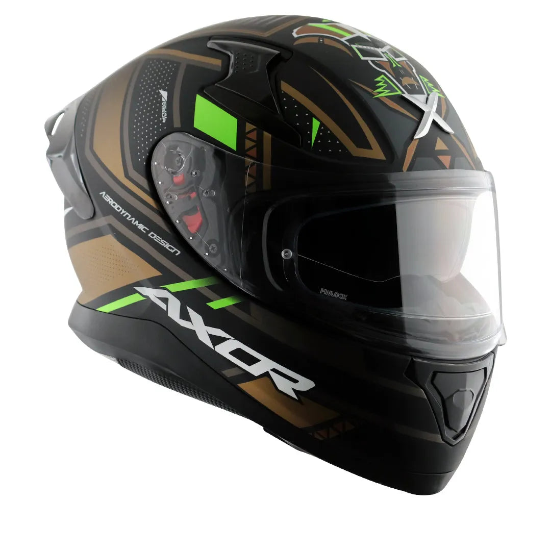 AXOR Apex Tiki Dull Black Gold Full Face Helmet