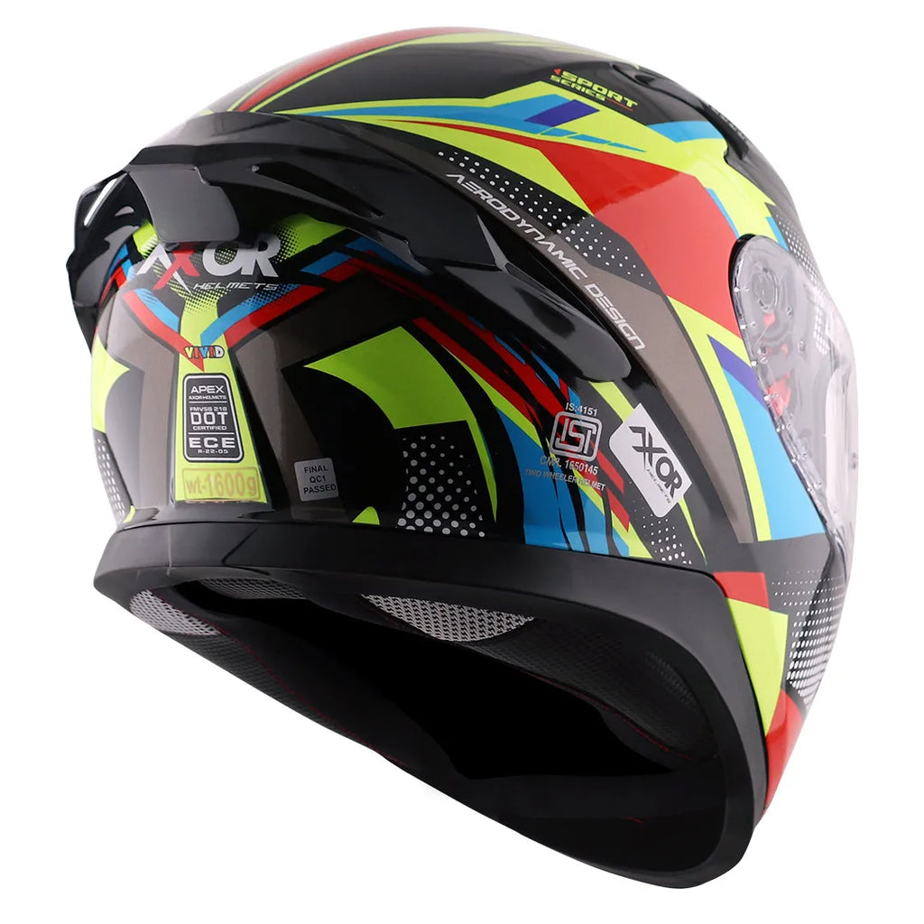 AXOR Apex Vivid Black Neon Yellow Full Face Helmet
