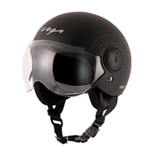 VEGA Atom Dull Black Half Face Helmet