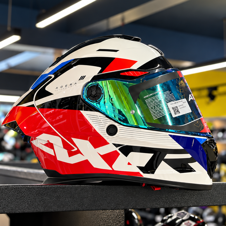 Axor Agera Rush White Red Full Face Helmet