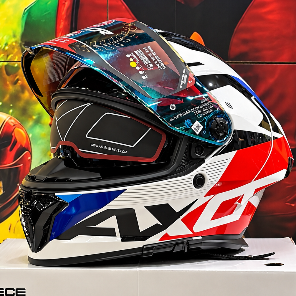Axor Agera Rush White Red Full Face Helmet