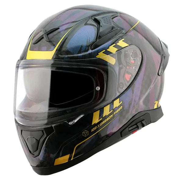 AXOR Apex Carbon Big Checks Gloss Neon Yellow Full Face Helmet