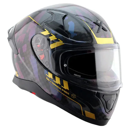 AXOR Apex Carbon Big Checks Gloss Neon Yellow Full Face Helmet