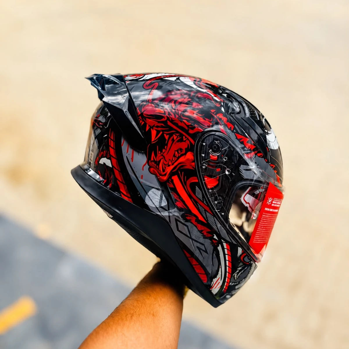 Axor Apex Scratch Black Red Ful Face Helmet