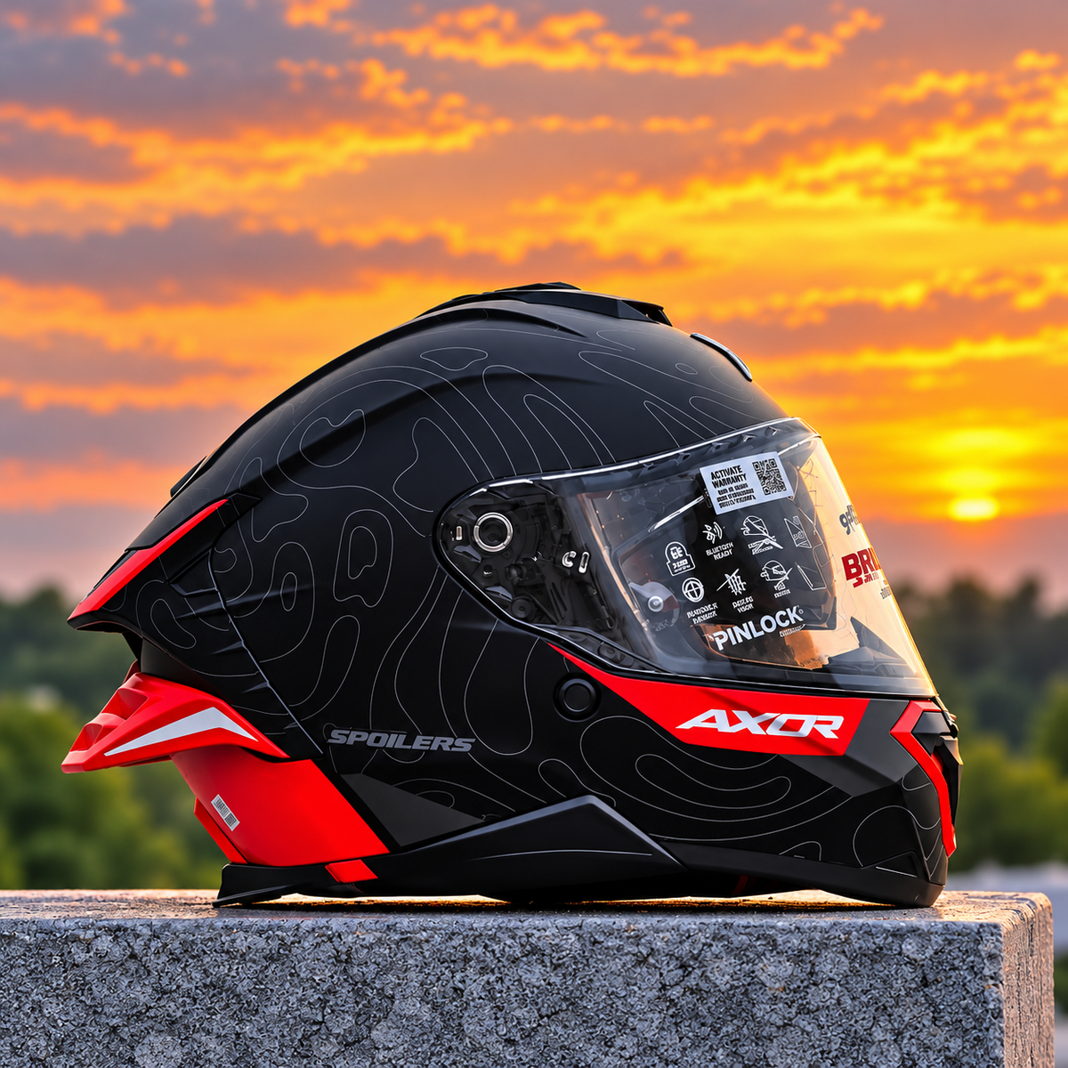 Axor Brutale Airwaves Dull Black Red Full Face Helmet