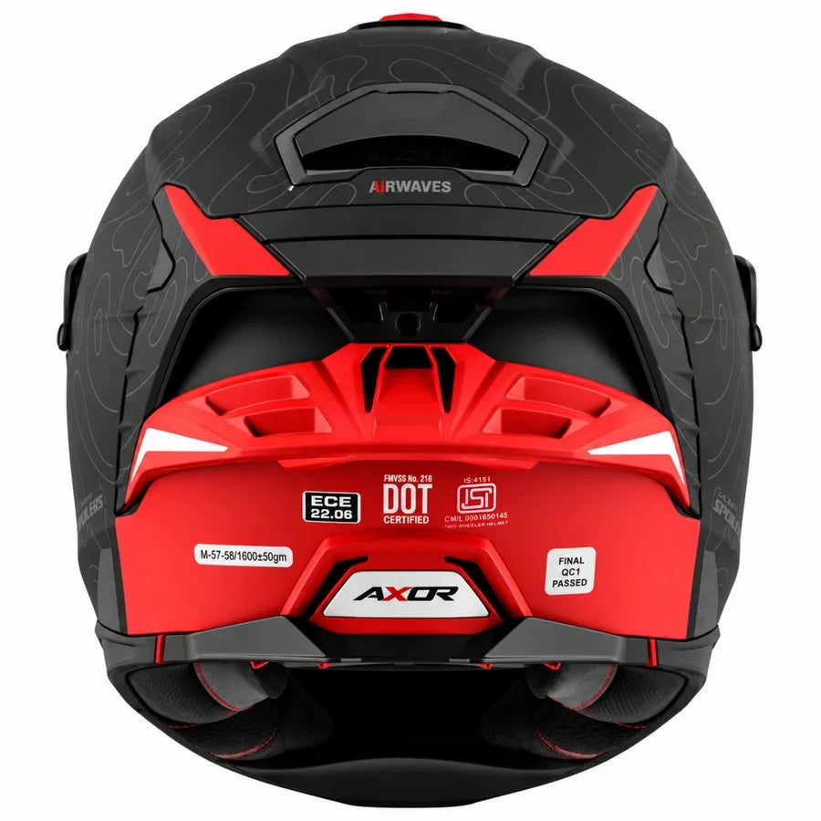 Axor Brutale Airwaves Dull Black Red Full Face Helmet
