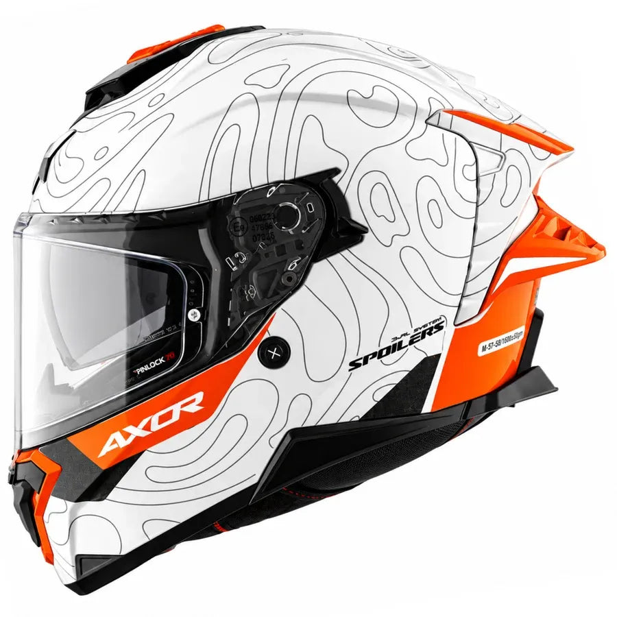Axor Brutale Airwaves White Orange Full Face Helmet