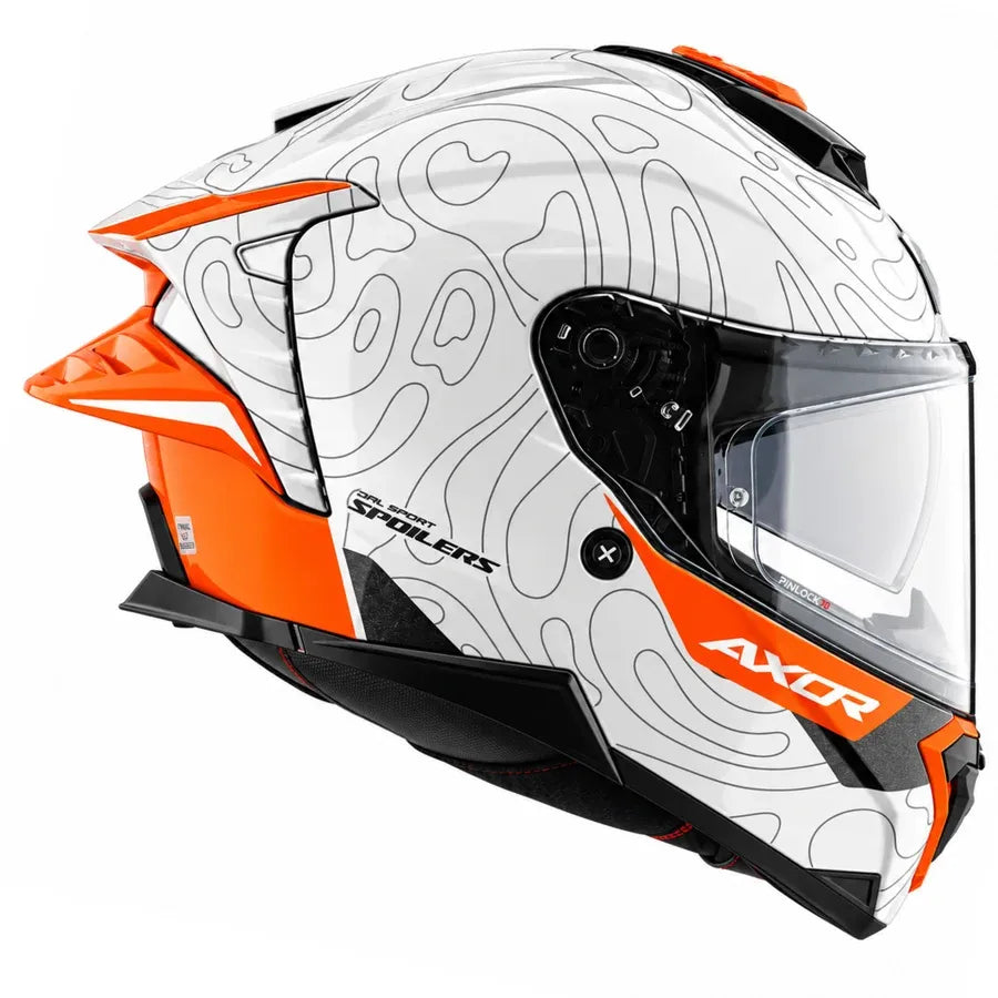 Axor Brutale Airwaves White Orange Full Face Helmet