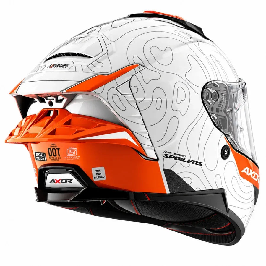 Axor Brutale Airwaves White Orange Full Face Helmet