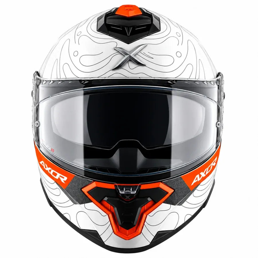 Axor Brutale Airwaves White Orange Full Face Helmet