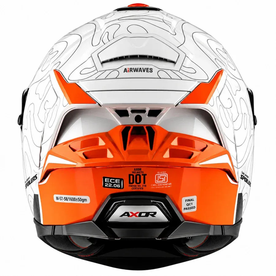 Axor Brutale Airwaves White Orange Full Face Helmet