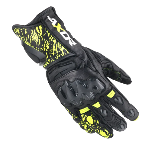 Axor Enzo Black Neon Yellow Gloves Riding Gears