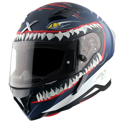 AXOR Hunter Shark Dull Blue White Full Face Helmet