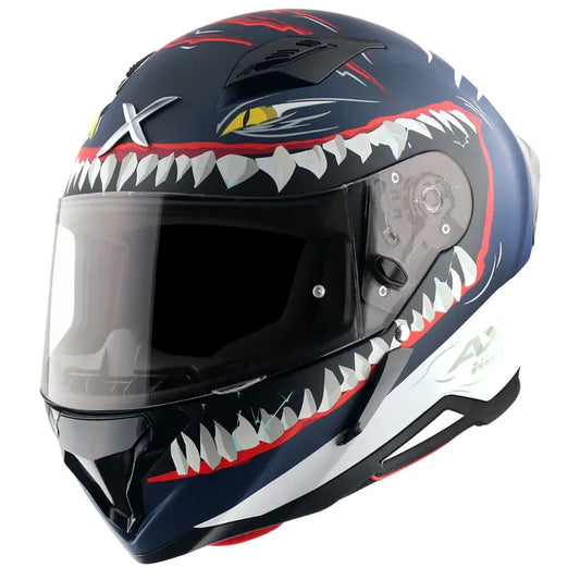 AXOR Hunter Shark Dull Blue White Full Face Helmet