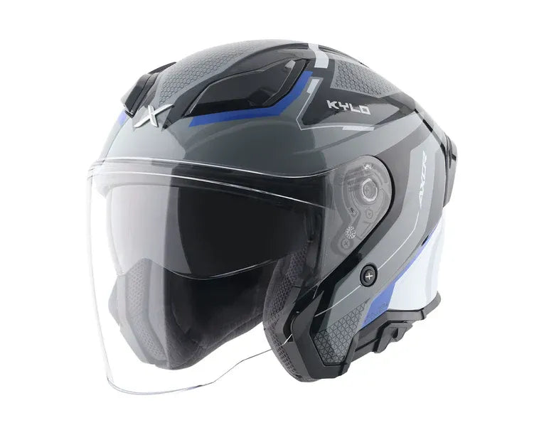 Axor Kylo Bliss Grey Blue Half Face Helmet