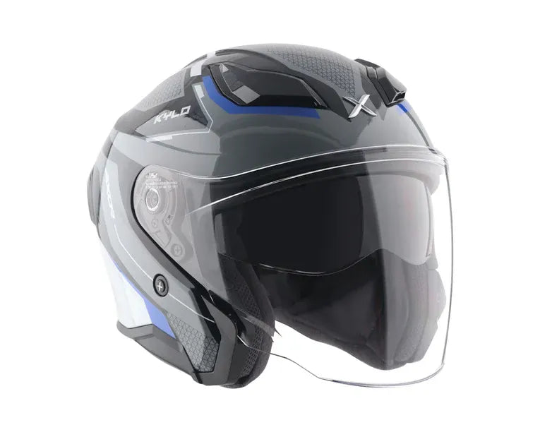 Axor Kylo Bliss Grey Blue Half Face Helmet