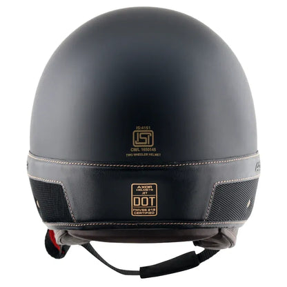 AXOR Retro Jet Alpha Dull Black Half Face Helmet