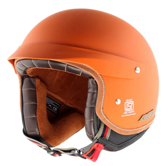 AXOR Retro Jet West With Peak Dull Orange Half Face Helmet