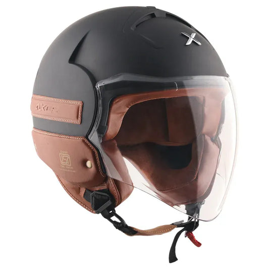 Axor Striker Icon Dull Black Brown Half Face Helmet