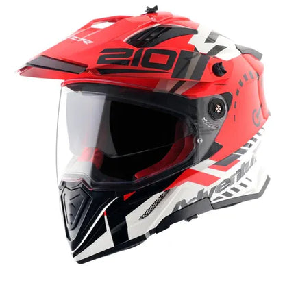 Axor X Cross Dual Visor Speedometer white Red Full Face Helmet