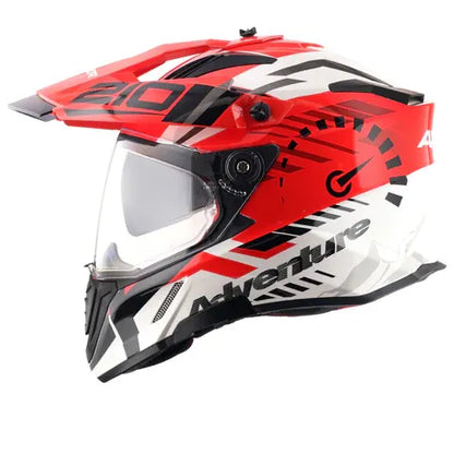 Axor X Cross Dual Visor Speedometer white Red Full Face Helmet