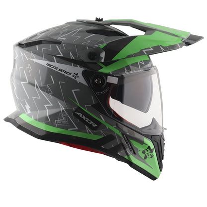 AXOR X Cross Flash Dual Visor Cool Grey Green Off Road Helmet
