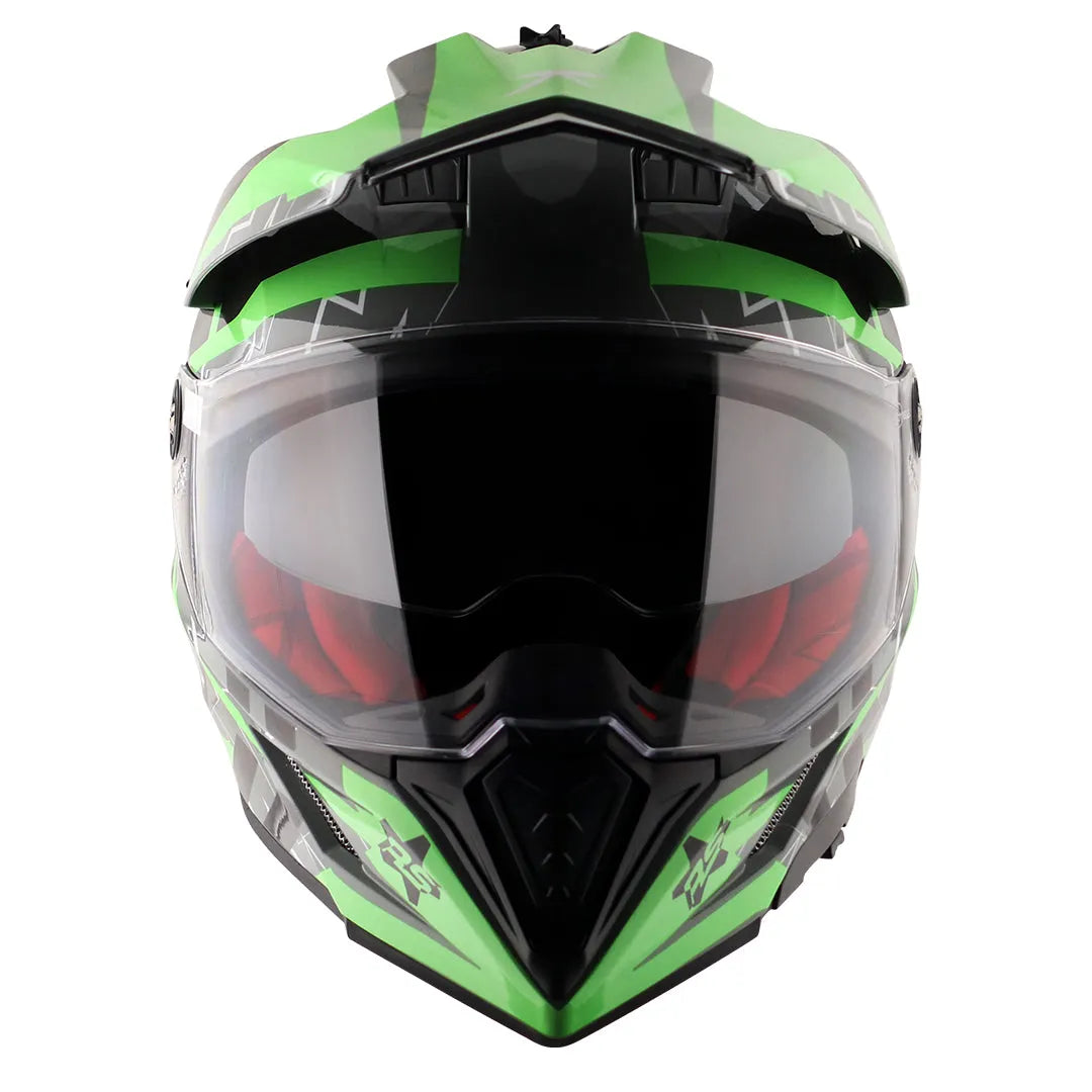AXOR X Cross Flash Dual Visor Cool Grey Green Off Road Helmet
