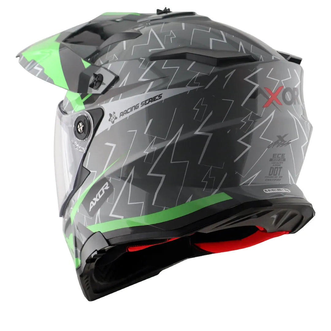 AXOR X Cross Flash Dual Visor Cool Grey Green Off Road Helmet