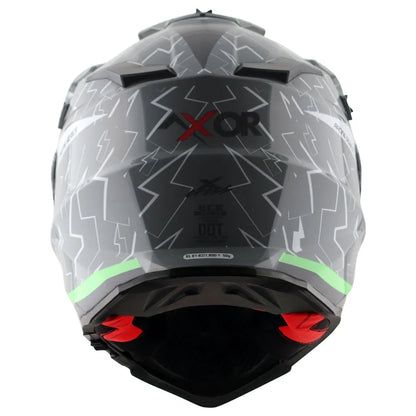 AXOR X Cross Flash Dual Visor Cool Grey Green Off Road Helmet