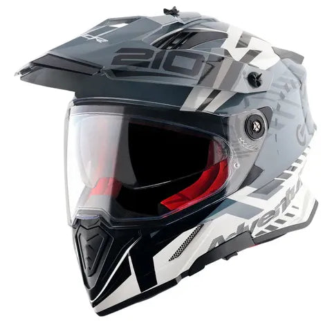 Axor XCross Dual Visor Speedometer White Grey Full Face Helmet