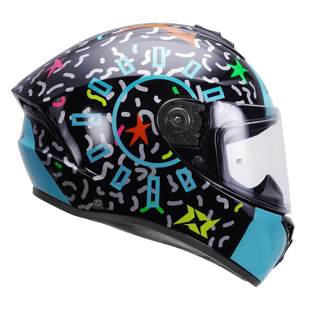 AXXIS 112C Draken S Crazy A7 Gloss Flour Blue Full Face Helmet